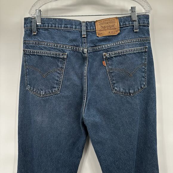 Vintage 70s Levis 517 Denim Jeans 38X32 Orange Tab Boot Cut Distressed - Picture 5 of 15